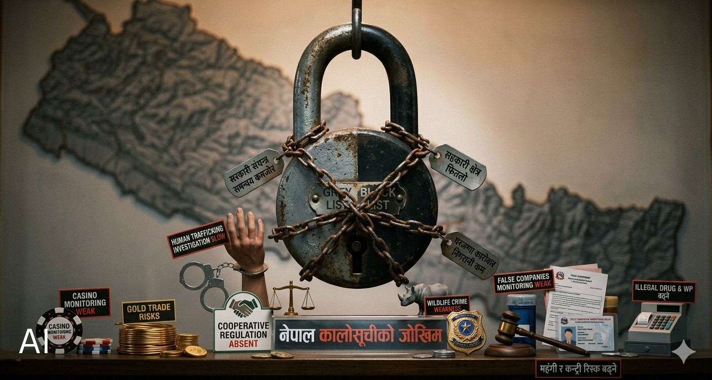 ग्रे लिस्टमा रहेकाे नेपाल कालोसूचीको जोखिममा