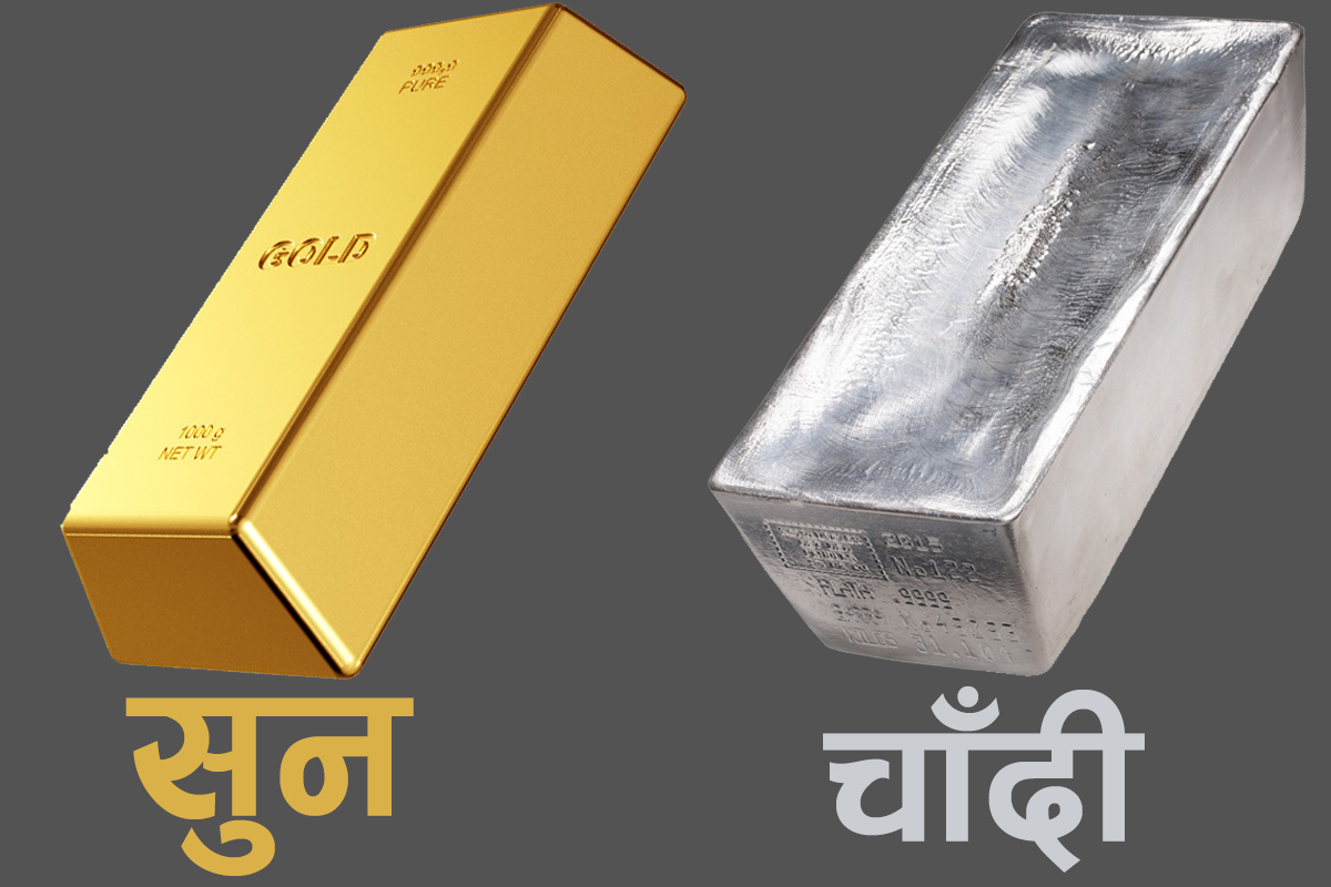 सुनको मूल्य ओरालो लाग्दा चाँदी फेरि महँगियो