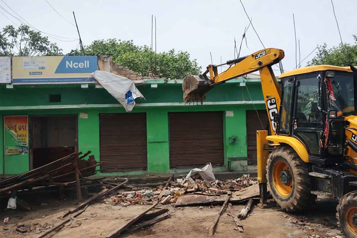 बारा–पर्सा क्षेत्रमा डोजर चल्दा व्यवसायी आक्रोशित, स्थानीयले लगाए राज्य दमनको आरोप